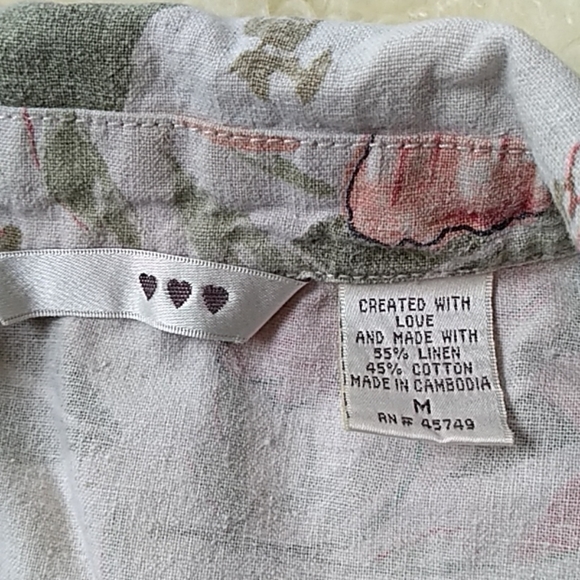 Linen and cotton Hawaiian botanical top - Picture 5 of 5